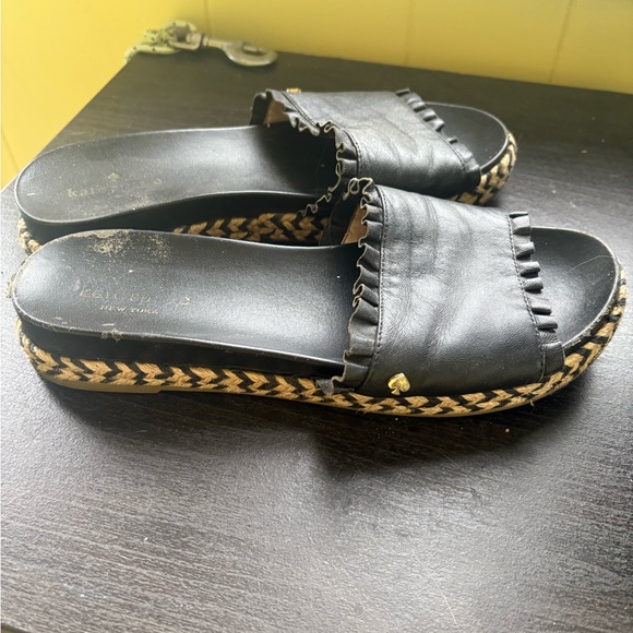Kate Spade Black Ruffle Slide Sandals - Picture 3 of 4